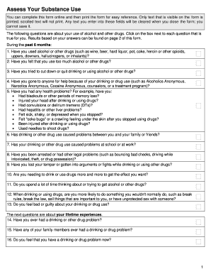 Substance Use Assessment Form