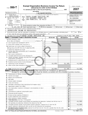 Form 990-T Exempt Organization Business Income Tax Return