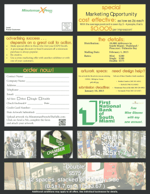 US Postcard Advertising Order Form