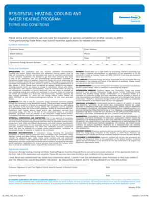 Residential Heating Cooling Water Heating Program Terms and Conditions