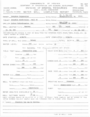 Virginia Water Well Completion Report