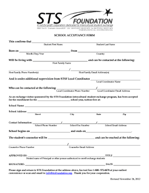 School Acceptance Form