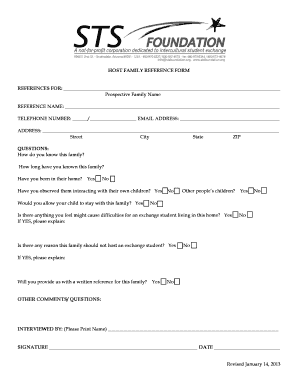 Host Family Reference Form