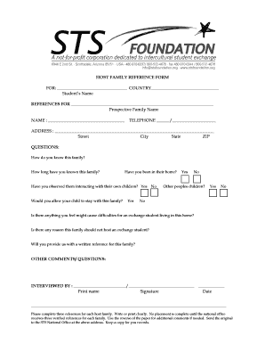 Host Family Reference Form