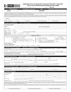 IDBI Mutual Fund SIP/STP/SWP Application Form