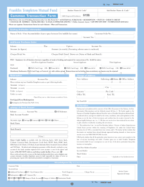 Franklin Templeton Mutual Fund Transaction Form