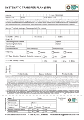 Systematic Transfer Plan Form