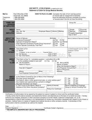Group Medical Benefits Claim Form