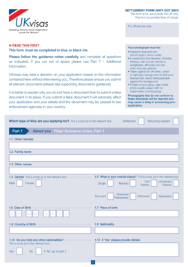 UK Settlement Visa Application Form VAF4