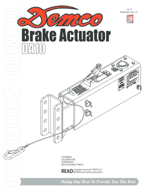 Demco Model DA10 Actuator Installation and Maintenance Guide