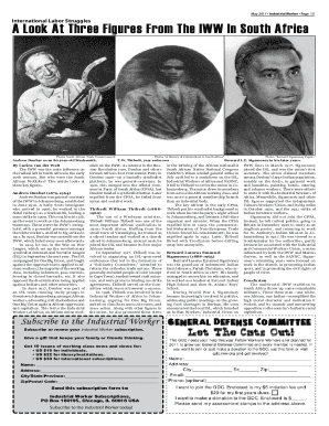 Industrial Worker Subscription Form