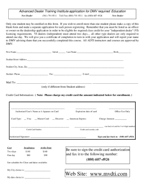 Advanced Dealer Training Institute Application