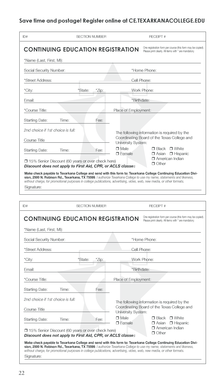 Texarkana College Continuing Education Registration Form