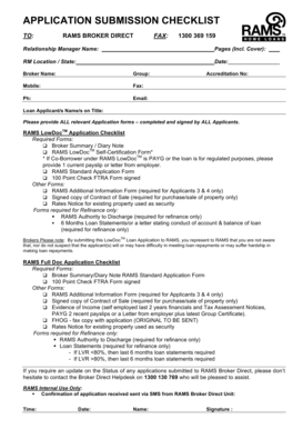 RAMS LowDoc Loan Application Checklist