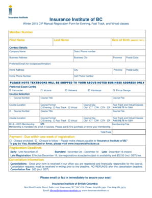 Insurance Institute of BC CIP Manual Registration Form