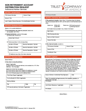 Non-Retirement Account Distribution Request
