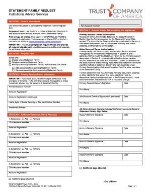 Statement Family Request Form