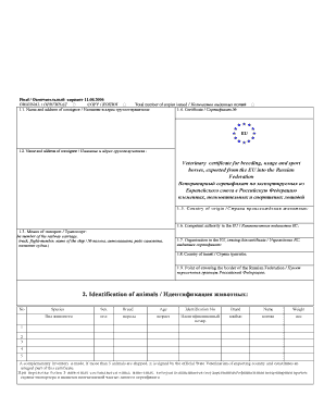 Veterinary Certificate for Horse Export