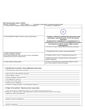 Veterinary Certificate for Beef Meat Export to Russia