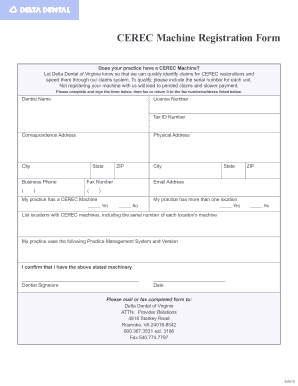 CEREC Machine Registration Form