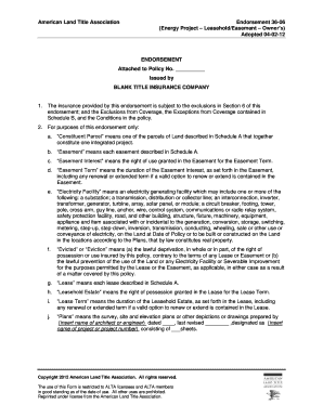 ALTA Endorsement 36-06 Energy Project