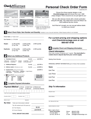 Personal Check Order Form