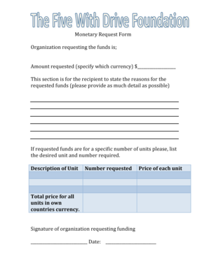 Monetary Request Form