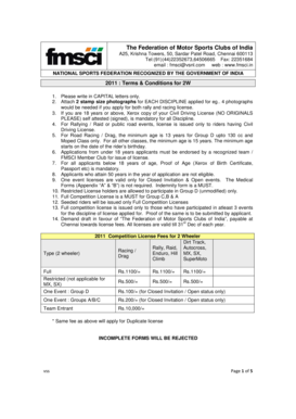 FMSCI 2 Wheeler Competition License Application