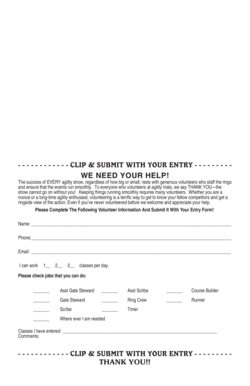Agility Show Volunteer Form
