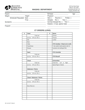 Medical Imaging Order Form