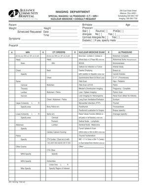 Medical Imaging Order Form