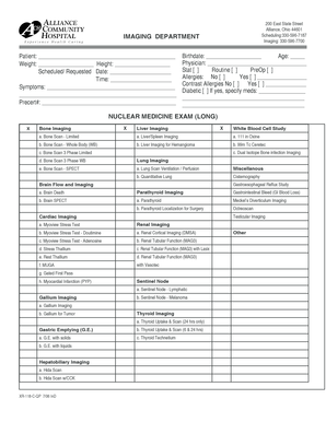 Nuclear Medicine Exam Request Form