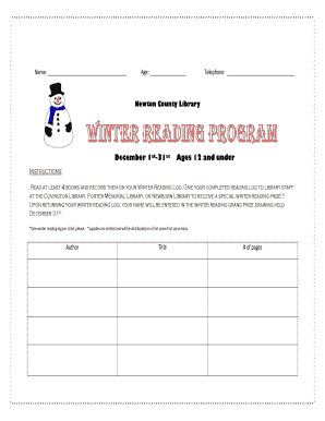 Newton County Library Winter Reading Log