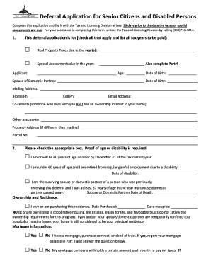 Senior Citizen and Disabled Property Tax Deferral Application