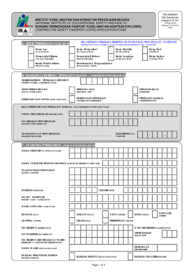 Contractor Safety Passport Application Form
