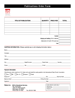 Publications Order Form