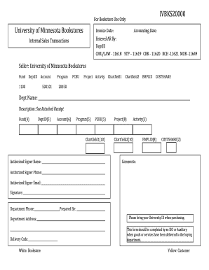 University of Minnesota Bookstores Invoice