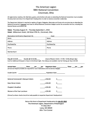 American Legion National Convention Registration Form