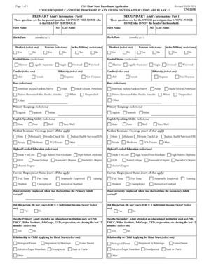 CSA Head Start Enrollment Application