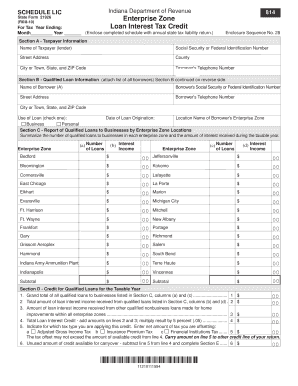 Indiana Enterprise Zone Loan Interest Credit Form