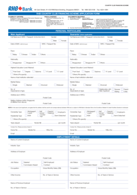 Country Club Financing Scheme Application Form