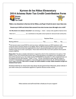 Arizona State Tax Credit Contribution Form