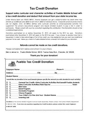 Arizona Tax Credit Donation Form