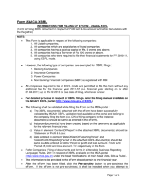 Form 23ACA-XBRL for Profit and Loss Account Filing