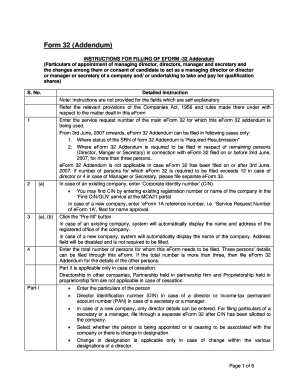 Form 32 Addendum for Director Appointments