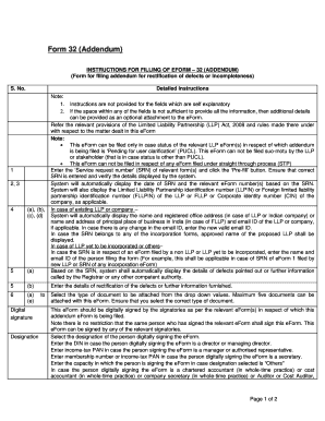 Form 32 Addendum for LLP Rectification