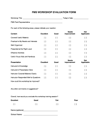 FMS WORKSHOP EVALUATION FORM - APSCN - apscn