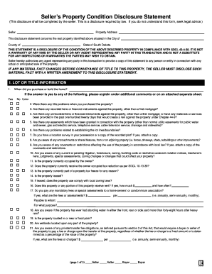 Seller’s Property Condition Disclosure Statement
