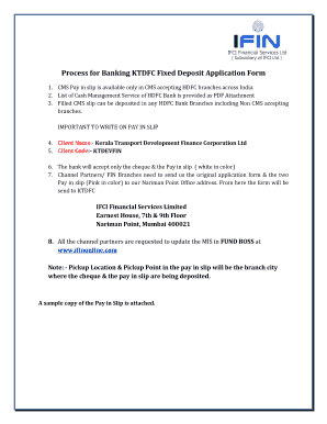 HDFC Fixed Deposit Application Form