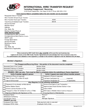 International Wire Transfer Request Form